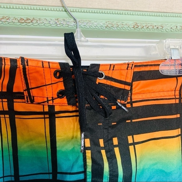 Hang ten swim trunk plaid ocean sunrise board swimsuit 34 unlined - Picture 3 of 6